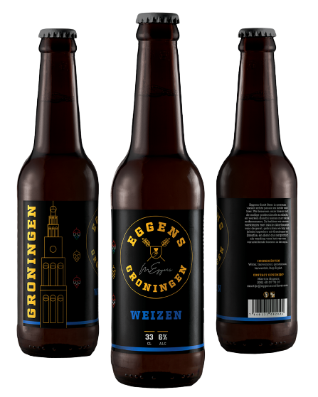 Drie flesjes Eggens Weizen speciaalbier uit Groningen voor het alcoholische kerstpakket van Lokaalverrast